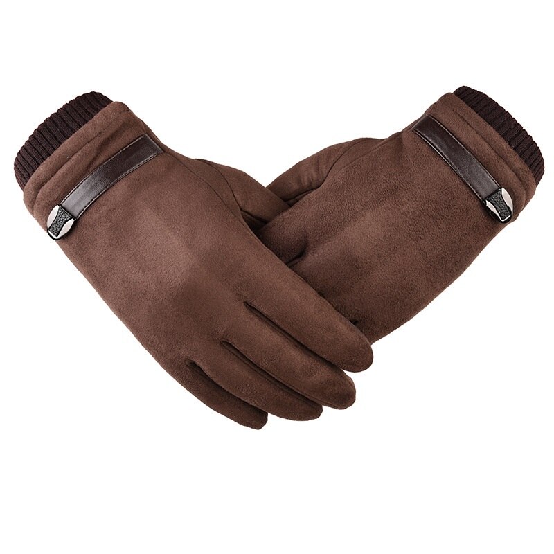 Heren handschoenen, suède leer, zwart grijs, halve vinger, elastische handschoenen, outdoor fietshandschoenen, winter warme handschoenen, 033 stuks: Koffie