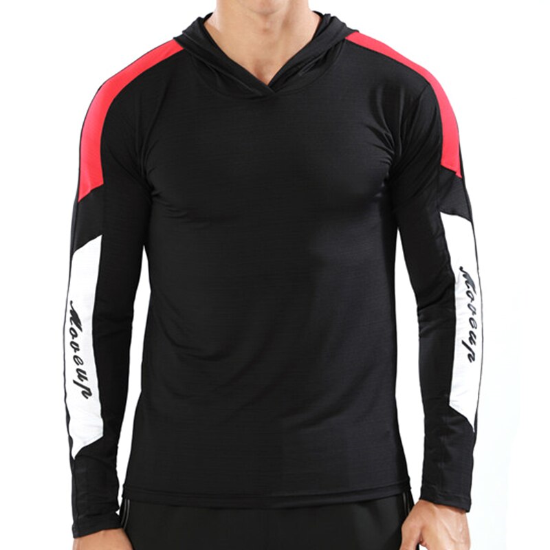 Wosawe herr ourdoor joggingjackor cykeljackor löparjackor fitness sport kappa huva tight hoodie gym fotboll träning: Svart / Xl