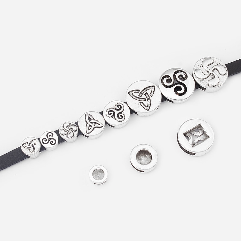 1 pacote antigo redondo triskele trisk espiral slider espaçador caber 10mm cabo de couro liso pulseira jóias descobertas fazendo