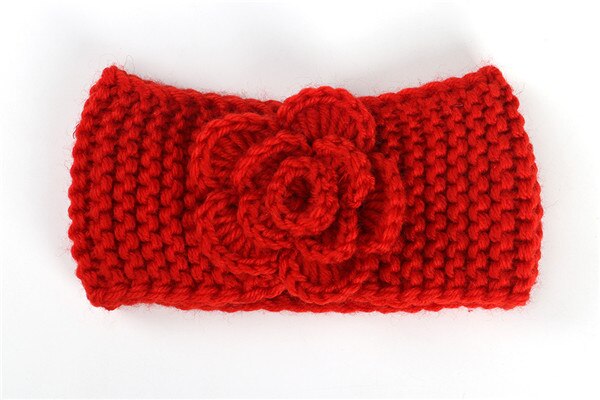 Nouvelle doux bébé hiver garder au fleur tricot laine infantile enfants fille bandeau phtographie accessoires bébé cheveux accessoires: Rouge