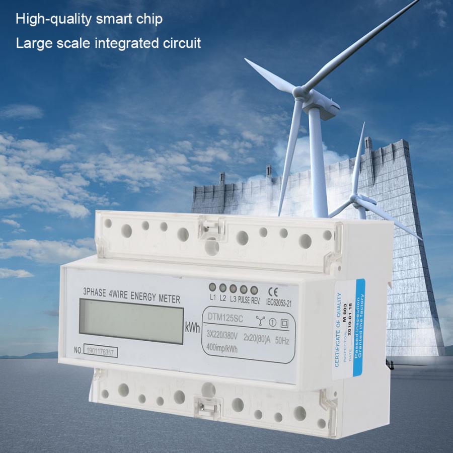 220/380v 20-80a energiforbrug digital elmåler 3- faset kwh-meter med lcd-effektmålere