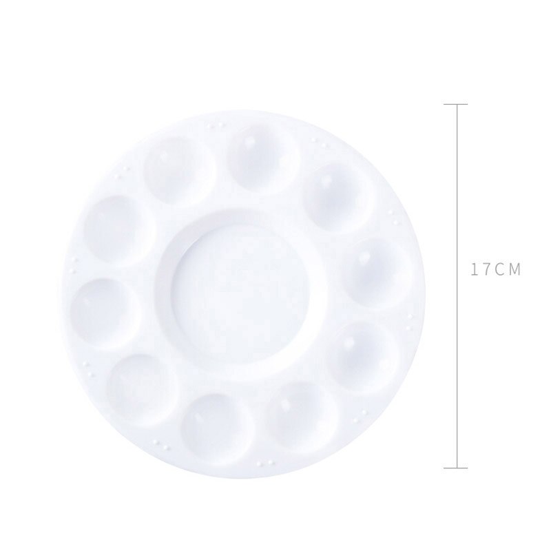 Paleta de pintura de plástico blanco, paleta redonda de 10 pozos, multifunción para imágenes al óleo, útiles de arte escolar