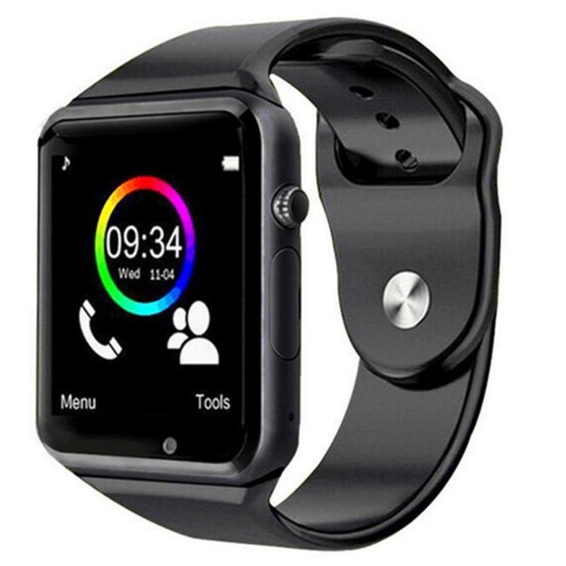 Smart Watch Clock Sync Notifier Supports SIM TF Card Connectivity for For Apple Iphone Android Phone Smartwatch: Gun Black