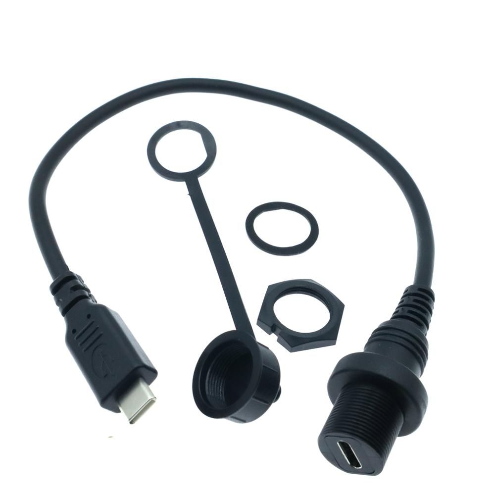 30cm USB-C IP67 Waterproof Cable type-c 3.1 IP 67 Male to Female Panel Mount Water Proof Connector Extension cord