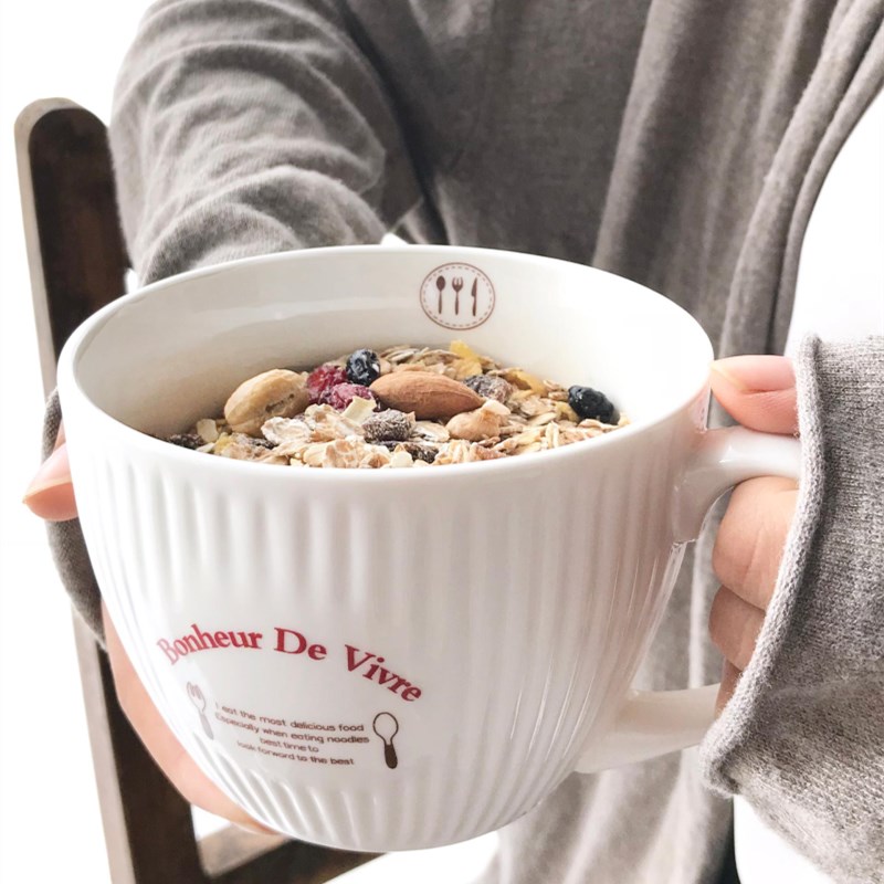 Nordic Microwavable Large Capacity Ceramic Mugs Kids Breakfast Oat Milk Cups Couple Office Tea Ciffee Mug Kitchen Food Container