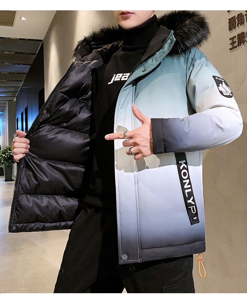 Pelskrage for menn vindtett parkas vinterjakker hette tykk jakke menn tykk uformelt yttertøysjakke plus size jakke
