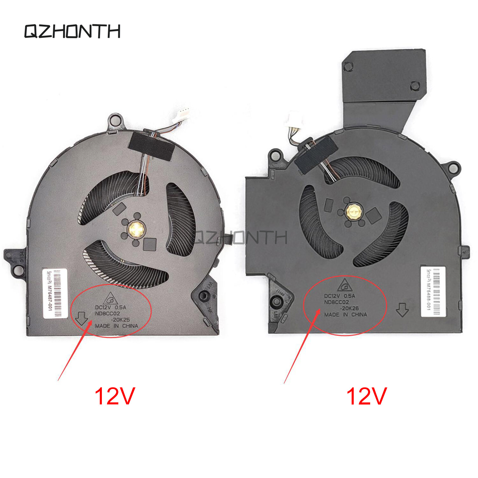 Original CPU / GPU Cooling Fan For HP OMEN 16-B 16-C M75487-001 M75488-001 (12V version): Red