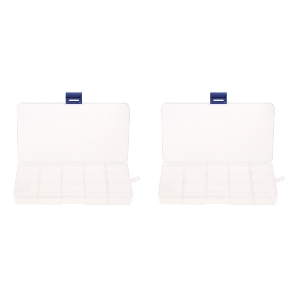 2-pack 15 Slots Grid Plastic Storage Box Case Parts Organizer Jewelry Container
