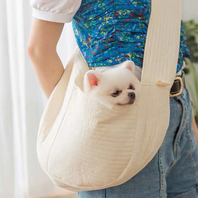 Fait à la main chien transporteur en plein air voyage sac à main toile unique sac à bandoulière fronde respirant confort voyage fourre-tout sac à bandoulière