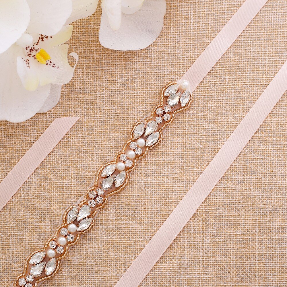 Sesthfar pearls bröllopsbälte strass brudbälte roséguld kristall bröllopsbälte för brudtärna klänning