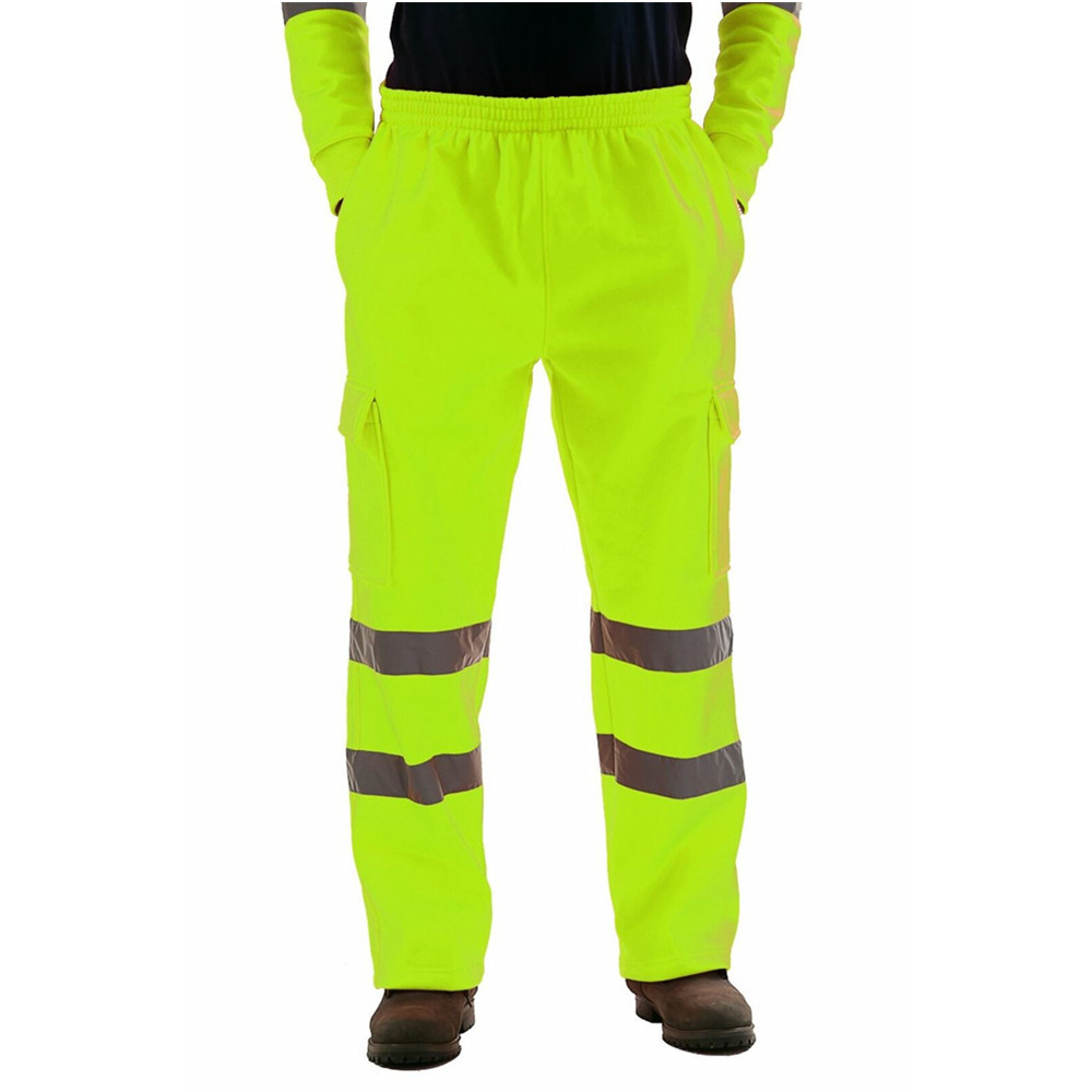Ropa de trabajo informal de otoño para hombre, pantalones con banda en el tobillo con rayas reflectantes, novedad de 2023: XL / Marfíl