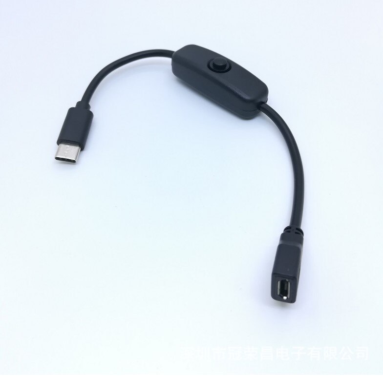 Raspberry Pi power button switch line Micro USB female to male extension adapter 27CM 5V 2.5A: usb-type-c