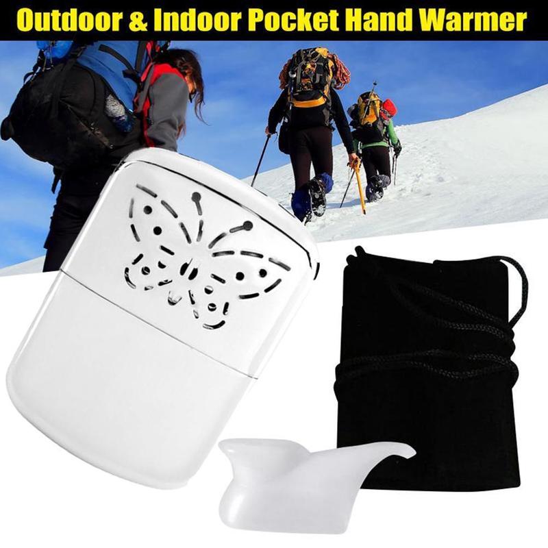 Outdoor Metal Hand Warmer Petrol Reusable Pocket Camping Supplies Ski Winter Portable L0C8