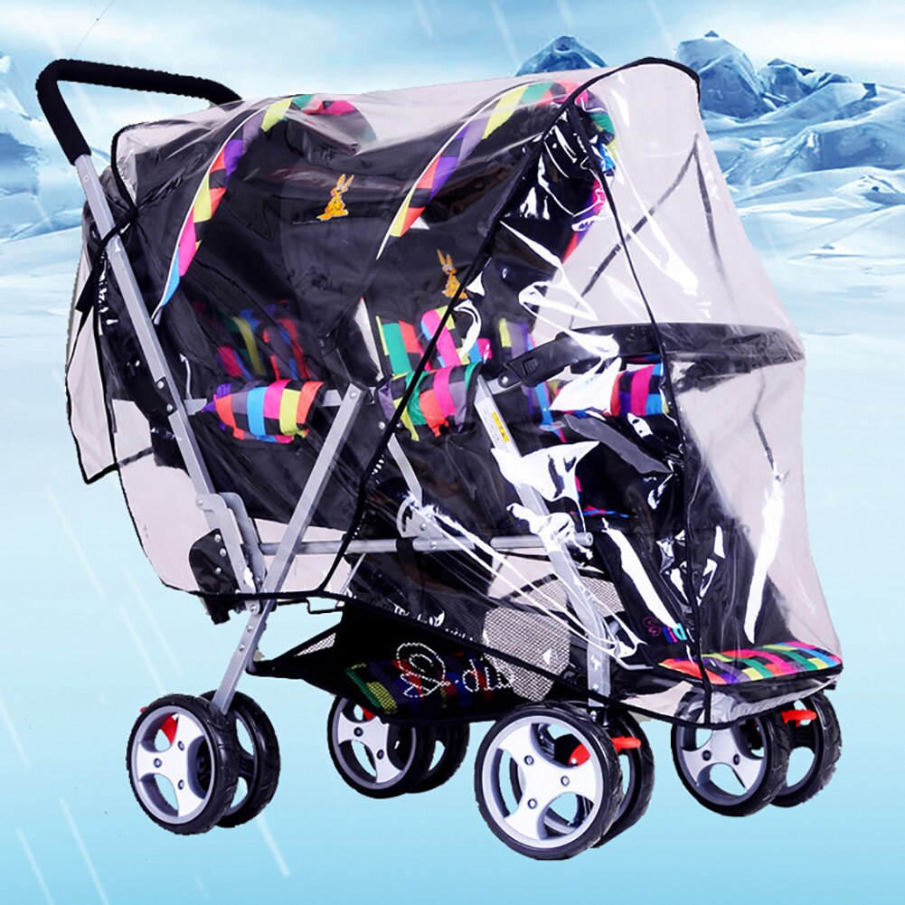 Stroller Accessories Double Stroller Rain Cover Tandem Stroller Raincoat Baby Weather Shield Universal Size Waterproof Windproof