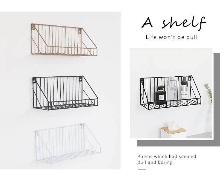 Iron wall shelves Decorative Storage Rack Room dec... – Vicedeal