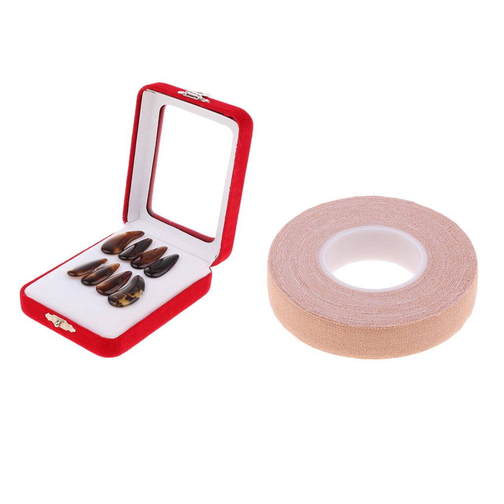 Baumwollklebeband & 8 Stück Chinesische Zither Guzheng Koto Finger Picks Baumwollklebeband & 8 Stück Chinesische Zither Guzheng Koto Finger Picks