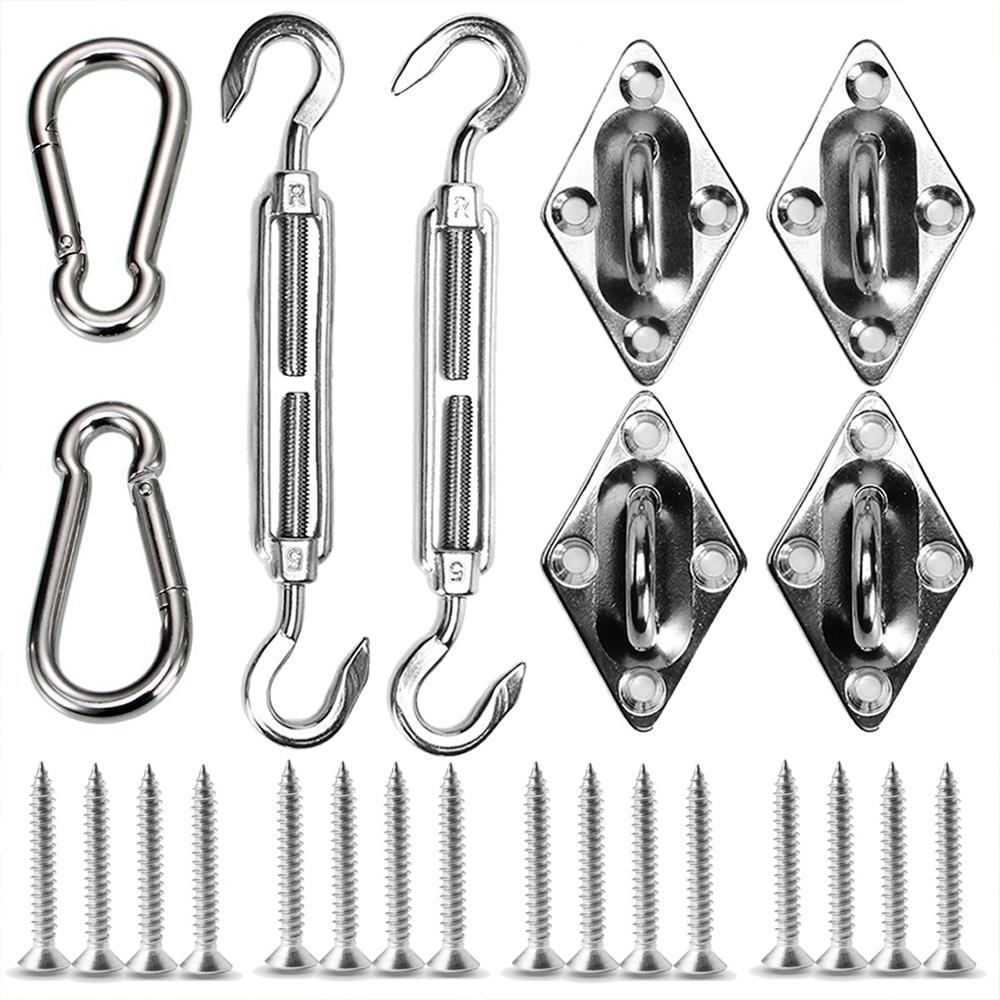 24pcs Stainless Steel Awning Canopy Fittings Outdoors Sun Shade Shelter Netting Accessories Practical Diamond Door Buckle