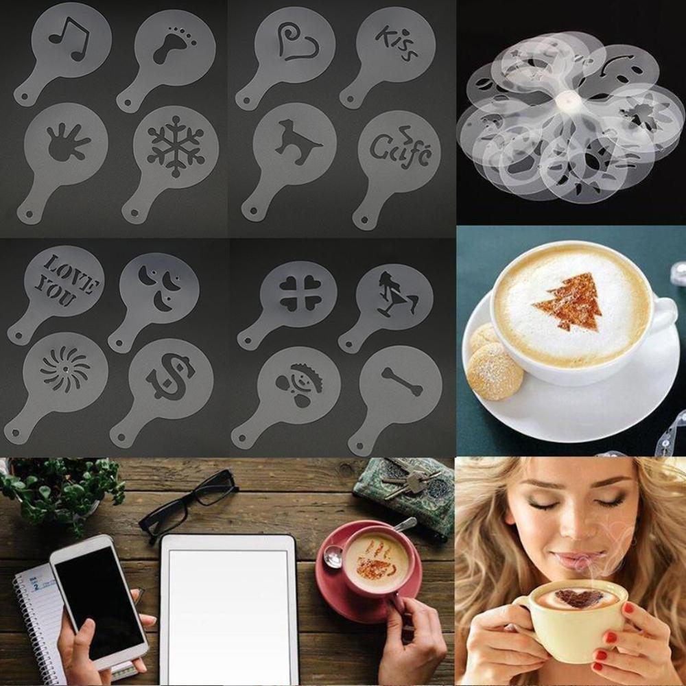 1/8Pcs Christmas Cookie Stencil Coffee Latte Cappuccino Coffee Duster Art Cake Templates Stencils Tools Barista Accessories S8T7