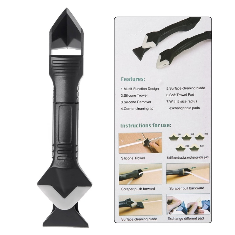 3 In 1 Sealant Angle Scraper DIY Silicone Grout Tool Kit Set Corner Remover Spreader Cement Paint Scraper Tools For Tile