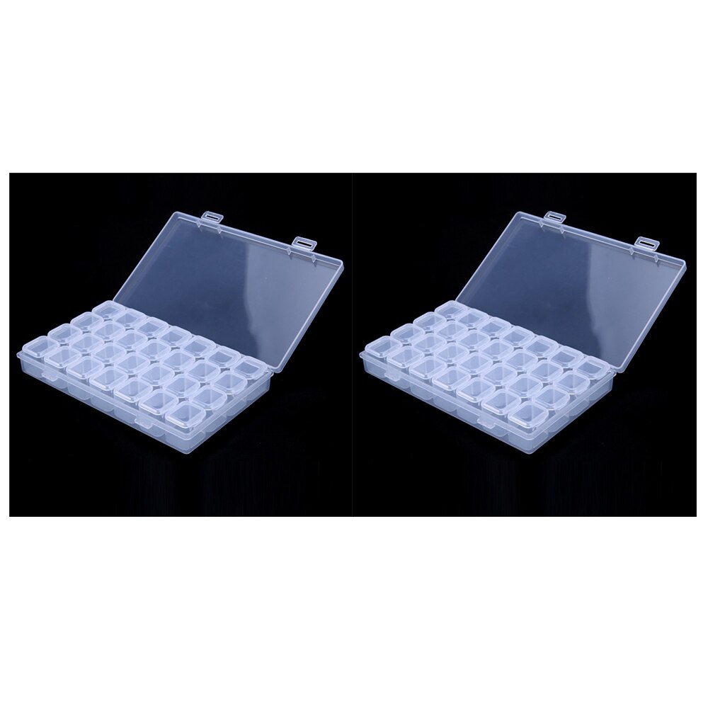Caja de celosía 5D para manualidades, accesorios de herramientas de pintura de diamantes, Kits de contenedores de cuentas, organizador de almacenamiento, caja de partículas pequeñas, para el hogar, 64 Uds.: 2X28 grid