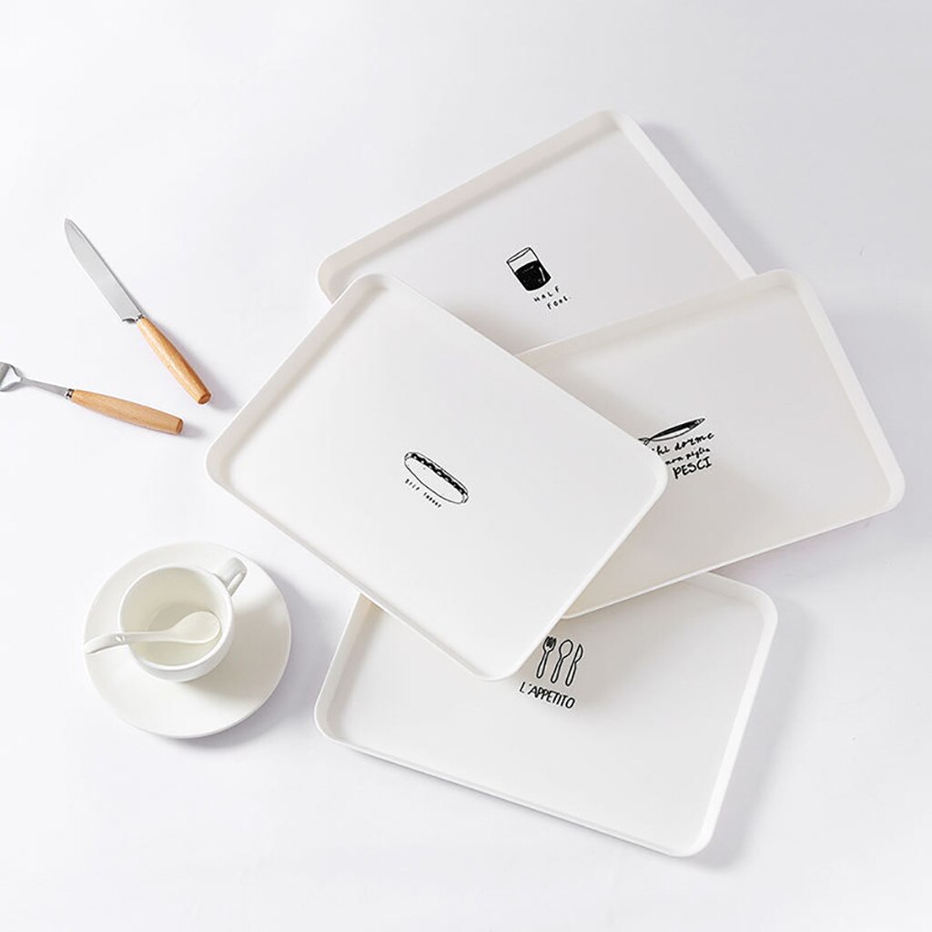 Nordic Style Home Breakfast Tray PlasticTea Tray Dinner Tray Dessert Small Tray Storage Trays Kitchen Organizer