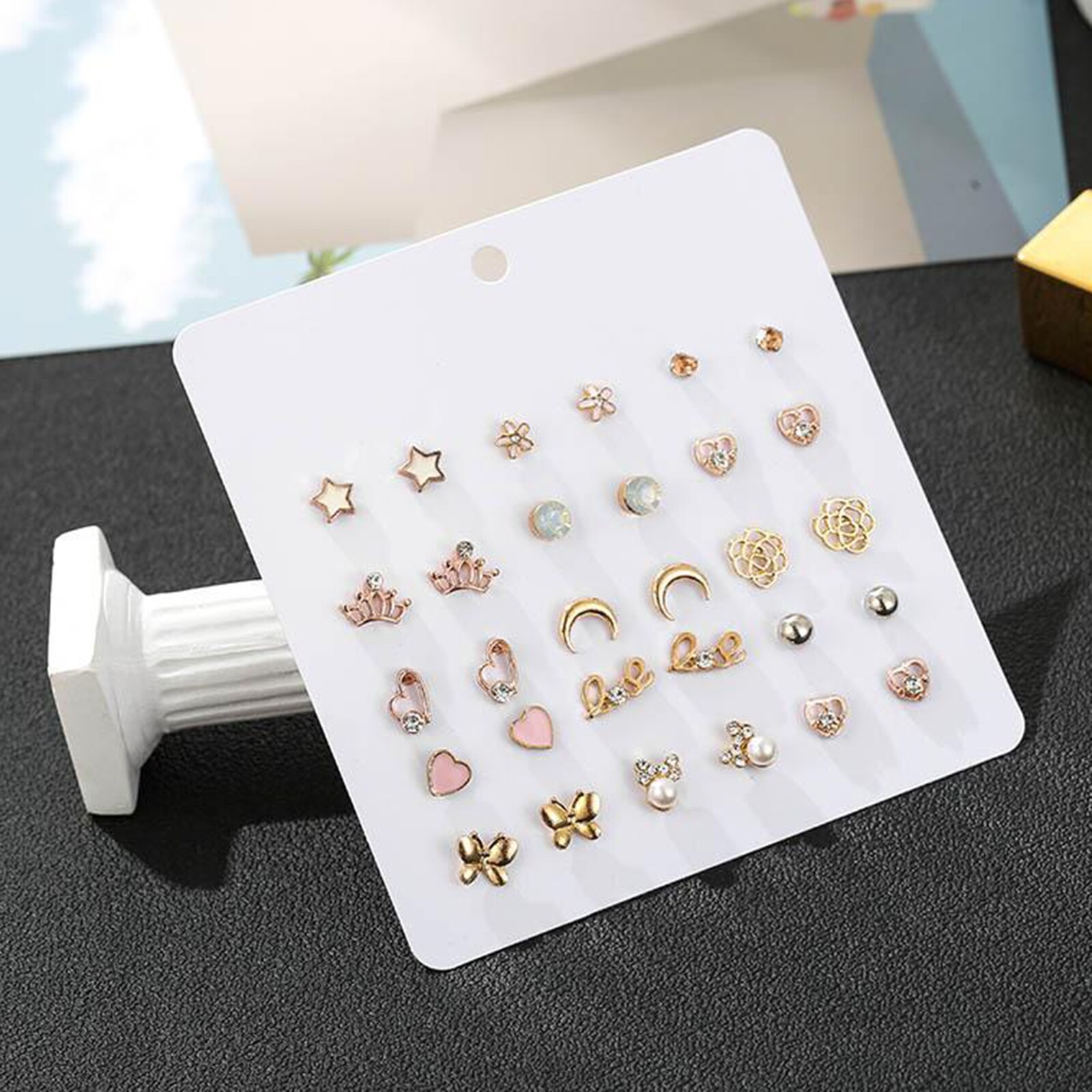 15 Pairs/Pack Girl Stud Earrings Set Pretty Ear Studs For Kids Children Jewelry