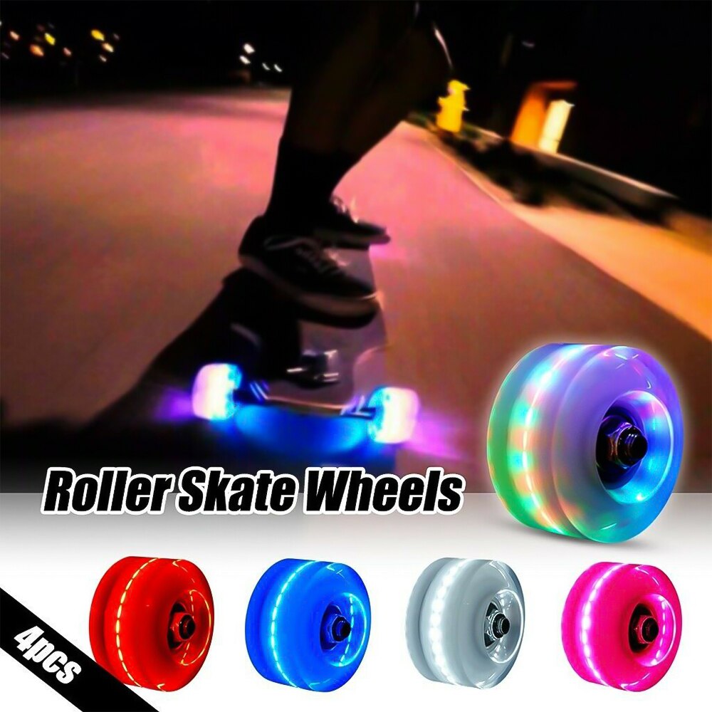 4 PCS Luminous Light Up Roller Skate Wheels Universal Double Row Roller Four-wheel roller skates Skates Accessories