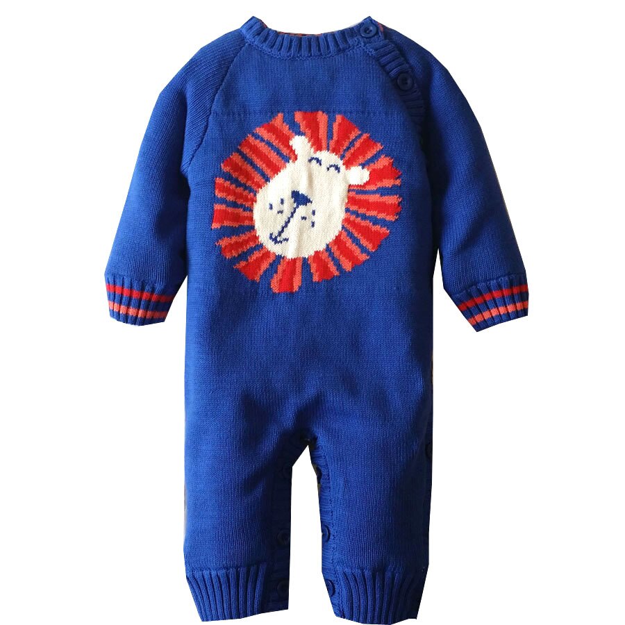 0-18M Gestrickte One-stück Baumwolle Baby Winter Strampler Langarm Dicken Pullover Für Baby Junge Mädchen ABS-1547: Blau / 6m