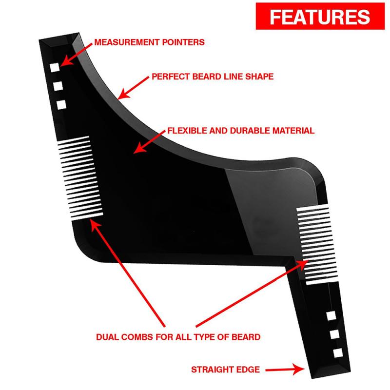 Multifunction Men Beard Shaping Styling Template Comb Black Transparent Men's Beards Combs Beauty Tool For Hair Beard