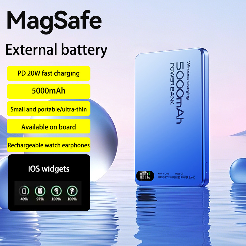 Originale powerbank aus aluminiumlegierung, ersatzakku für iphone 16, 15, 14, 13, 12, kabelloses schnellladegerät, magnetische powerbank mit magsafe-anschluss