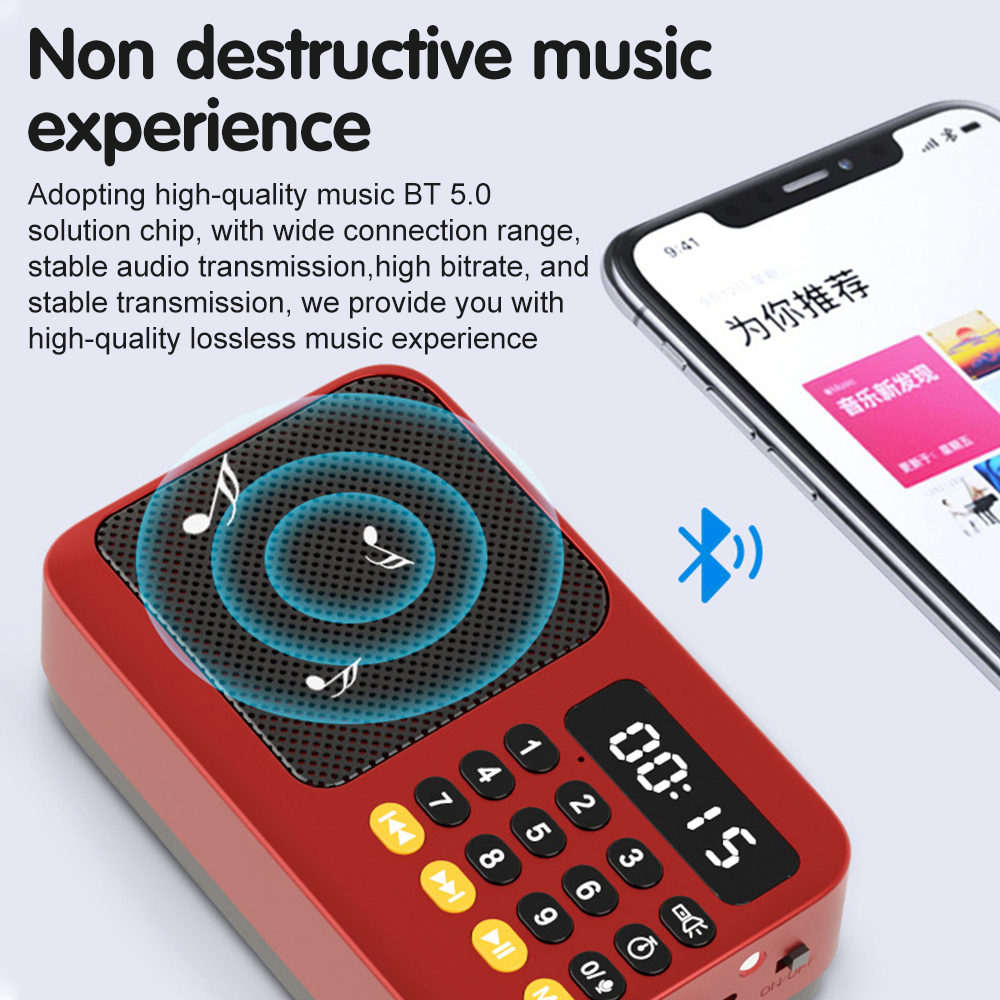 Radio FM portatile con torcia portatile MP3 radio a banda intera altoparlante display digitale a LED radio di emergenza cassa audio Bluetooth