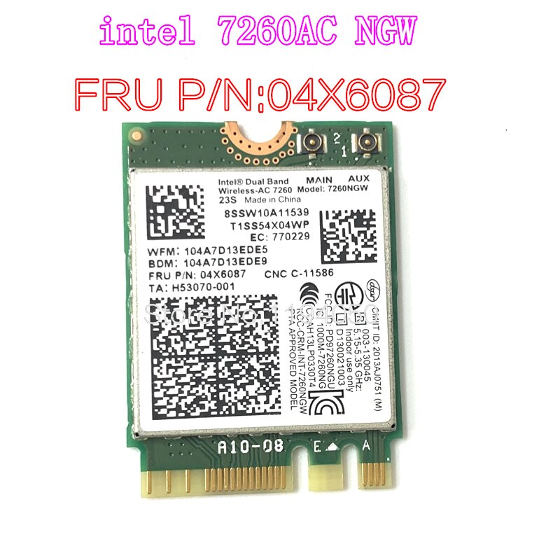 Para Intel 7260ac 7260NGW 7260 ac 2.4 / 5G BT4.0 FRU 04X6007 04X6087 para w540 Thinkpad t440 x240 X1 X250 x230s t540 Yoga y50-70