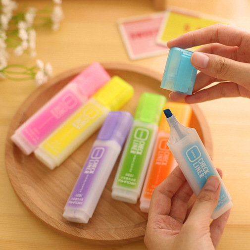 Jonvon Satone 6 Colors Highlighter Pen Stationery Korean Student Large Capacity Writing Markers Highlighters Pen School