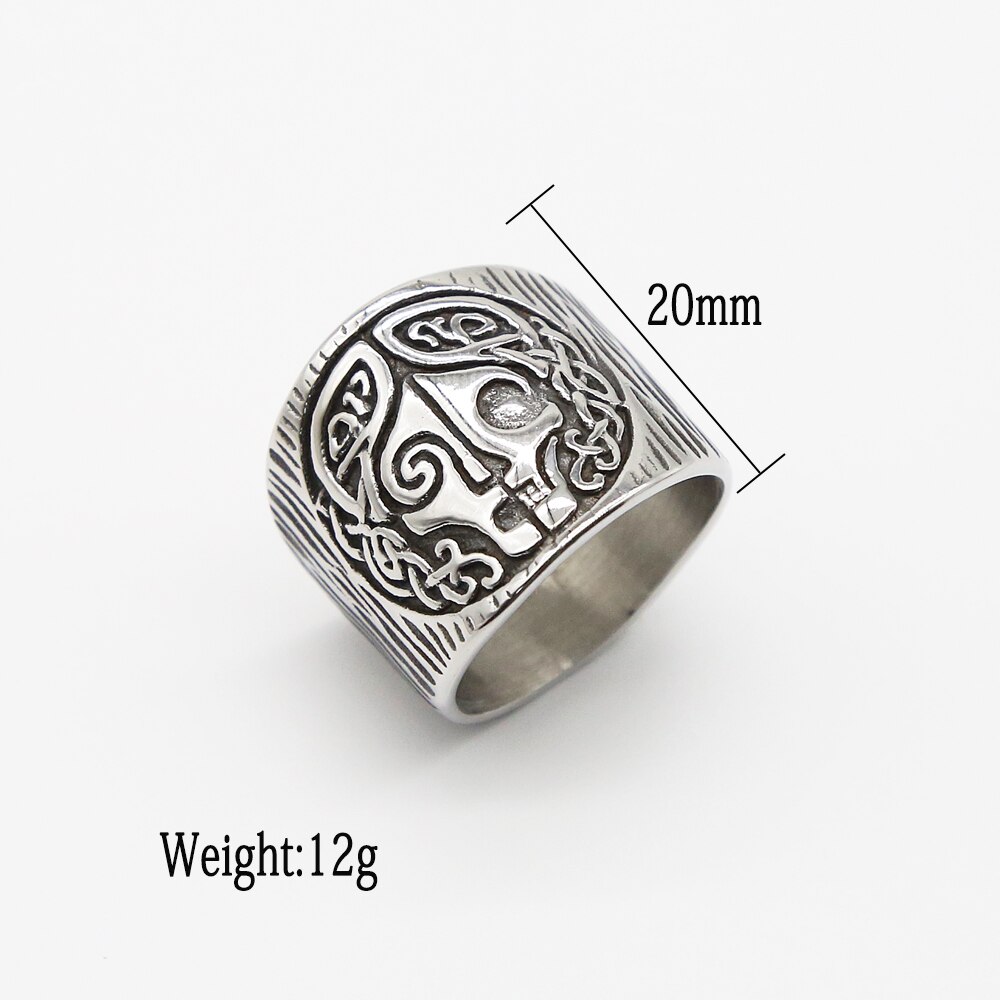 Vintage Nordic Mythical Goddess Hel Ring Men&#39;s Viking Hera Runes Stainless Steel Celtic Amulet Ring Pagan Jewelry