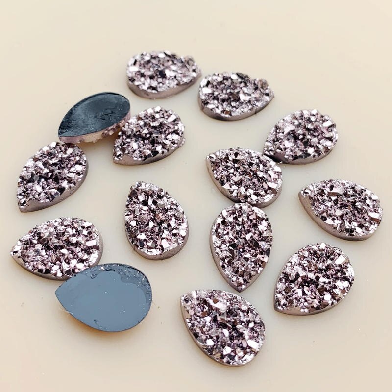 Diy 50 Stuks 9*13Mm Glitters Ab Kleuren Minerale Oppervlak Resin Plaksteen Cabochon Diy Bruiloft Decoratie ambachten-A57: A575