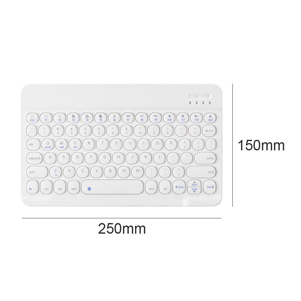 Draagbare Bluetooth 3.0 Toetsenbord 7-Kleur Variabele Kleur Verstelbare Helderheid Ultra-Dunne Oplaadbare Tablet Draadloze Toetsenbord: WHITE