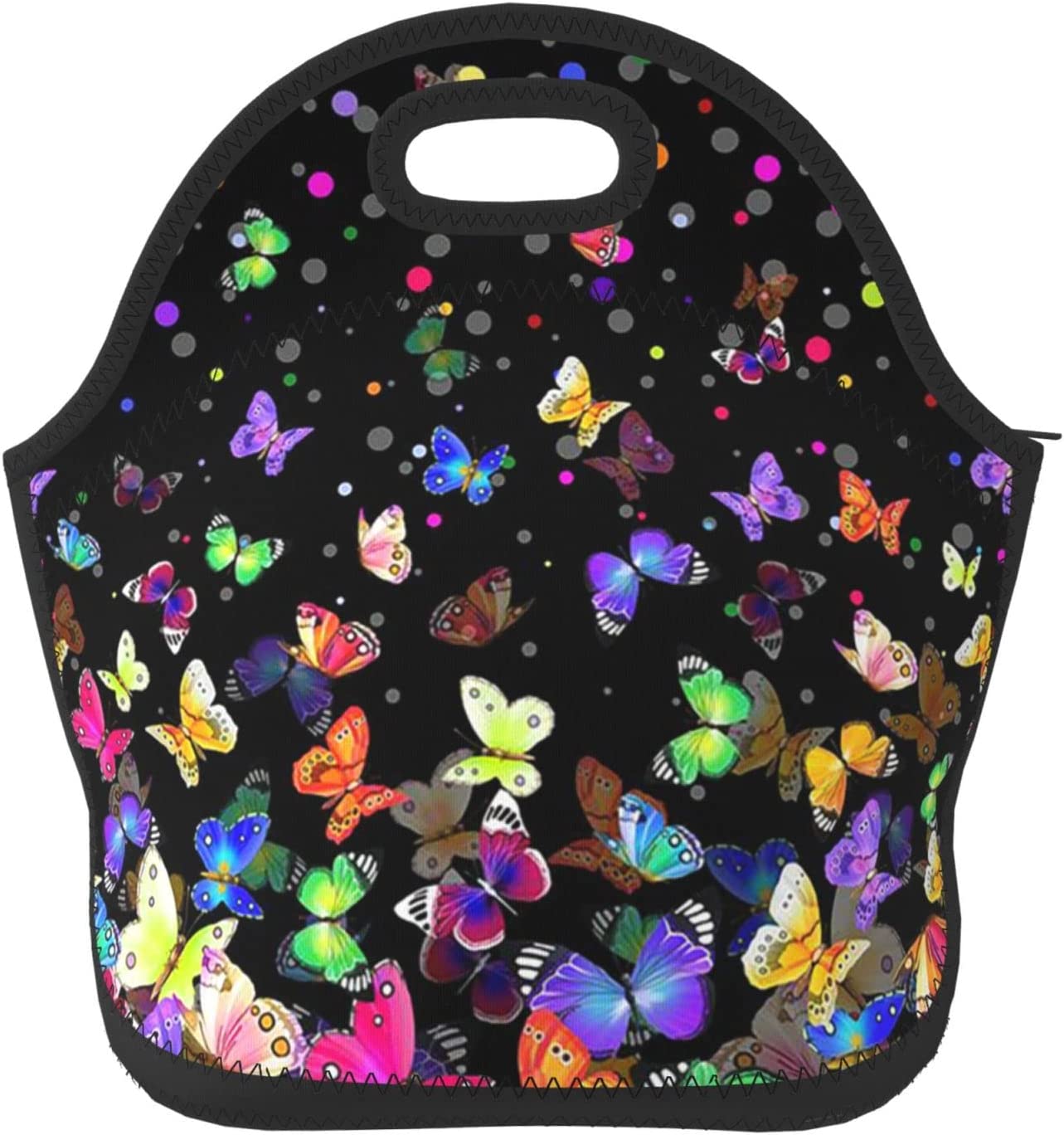 butterflies lunch bag women Portable Insulated lunch box for men girls boys Neoprene Cooler Tote Lunch Bags: Gold