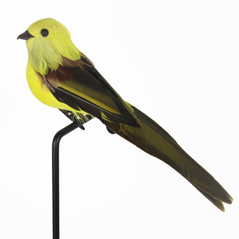 Foam Home Outdoors Garden Wedding Decoration Ornament 1pc Feather Artificial Parrots Imitation Bird Model DIY Party Use: Yellow