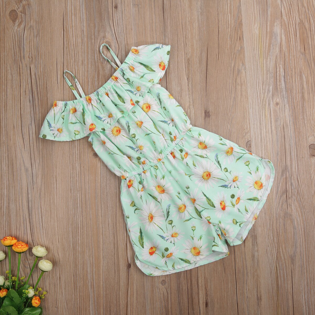 Småbørn børn frisk hofteholder jumpsuit piges blomstermønster i ét stykke korte bukser