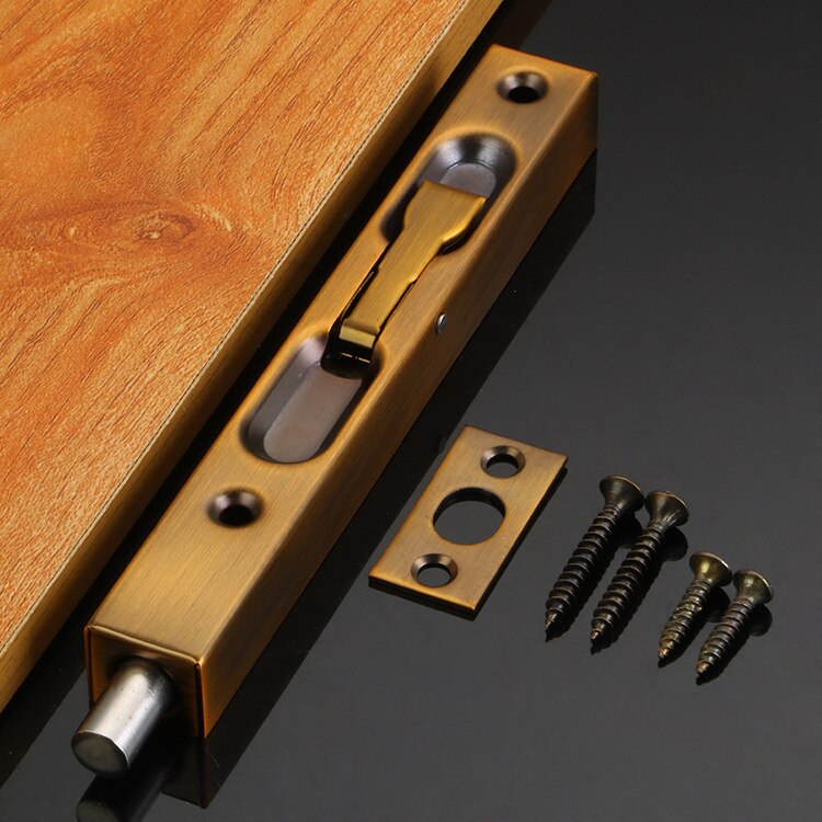 6 Inch Stainless Steel Hidden Door Bolt Security Guard Door Latch Sliding Door Lock Bathroom Bolt Dust Proof Hardware: Yellow bronze
