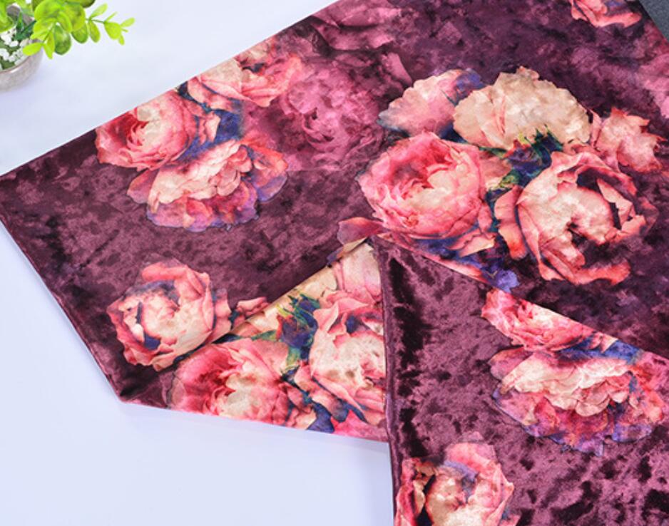 Velvet Dress Print Fabric Cloth Gorgeous Fabric Velvet Pajamas Dress Clothes Glossy Soft Velvet Home Textile Curtain: 4 / 1 yard