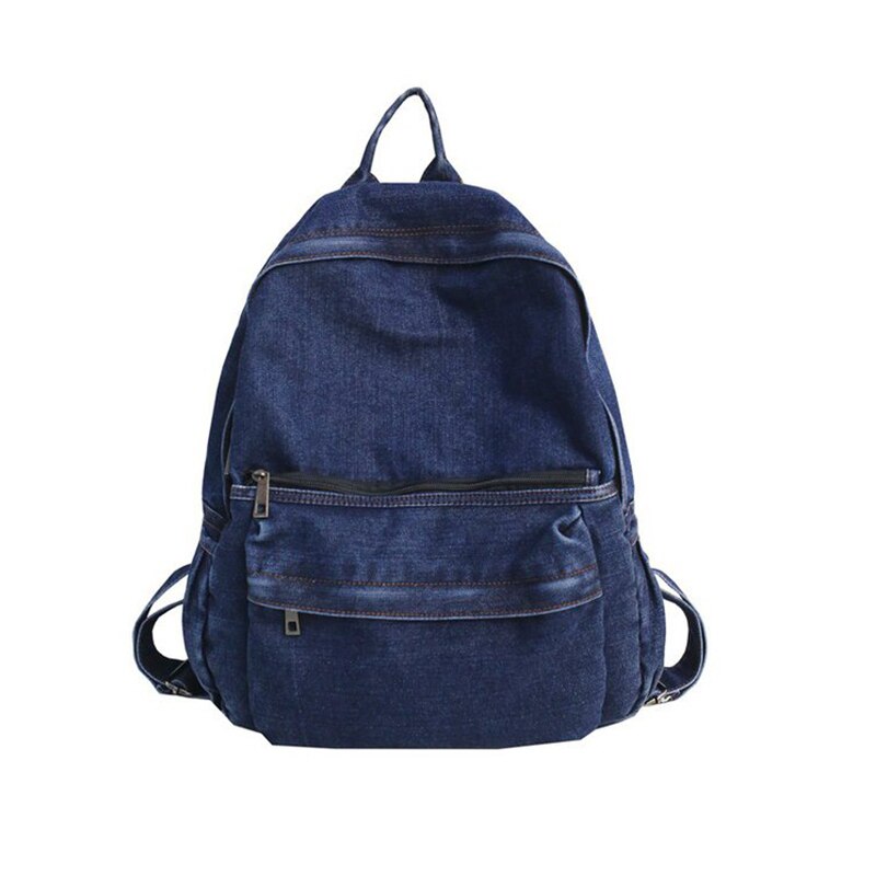 Mochila de mezclilla lavada para mujer, morral con múltiples bolsillos, bolso escolar para estudiantes, mochila informal de gran capacidad para mujer: dark blue