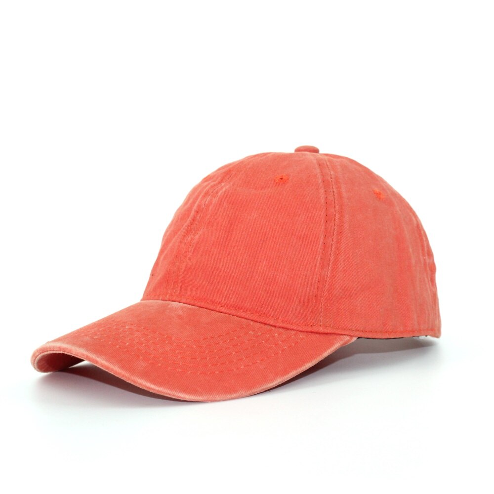 Washed Cotton Pure Color Light Board Men's Baseball Cap Multi-Color Optional Bone Cap Stitching Dad Hat: Orange