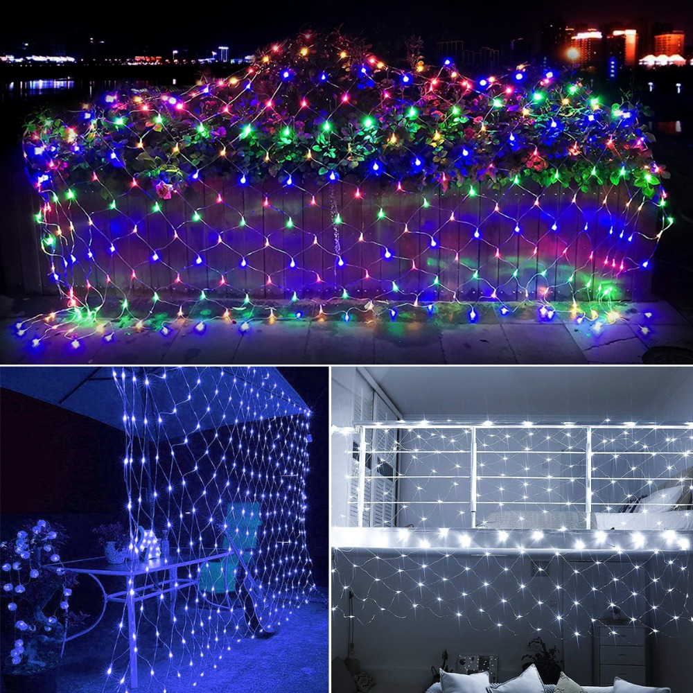 Luz de jardín de hadas 1.5x1.5M/3x 2M/6x4M lámpara al aire libre red de malla Led cadena luces decoración de la boda balcón luz iluminación al aire libre