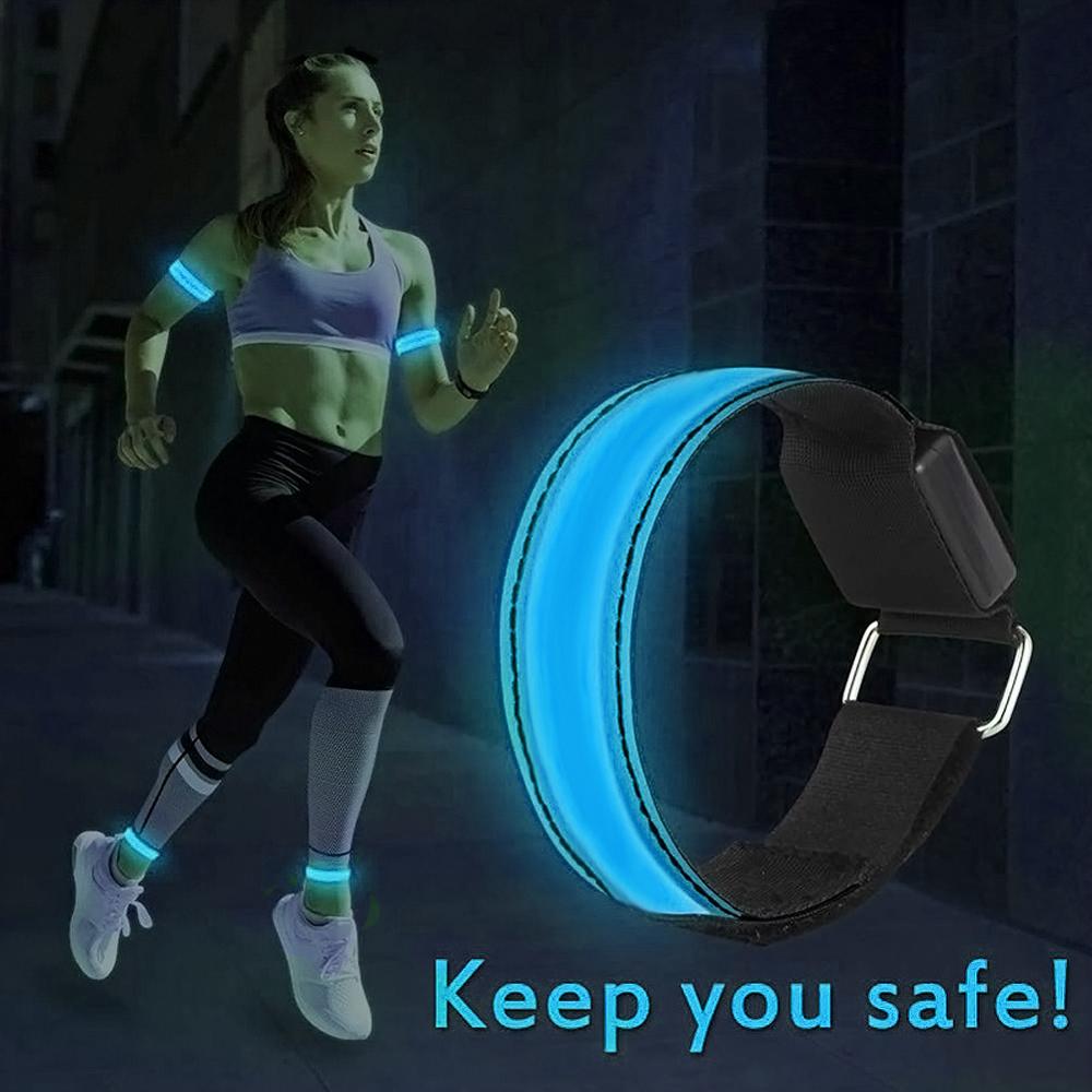 Led armbånd justerbar armbånd reflekterende blinkende strimler ankel glød armbånd sikkerhed lys til nat jogging gå cykling
