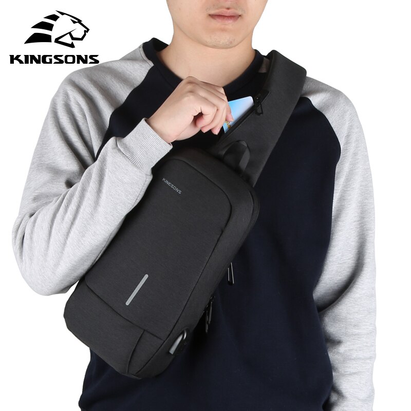 Kingsons Male Chest Bag Crossbody Bags Small Single Shoulder Back pack For Teenager Casual Travel Bag