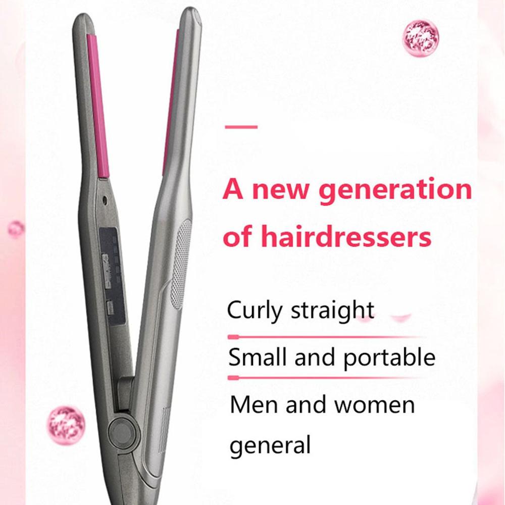 2 In 1 Hair Straightener Curling Iron Hair Curler Flat Iron For Short Hair Led Unisex Hair Beard Straightener