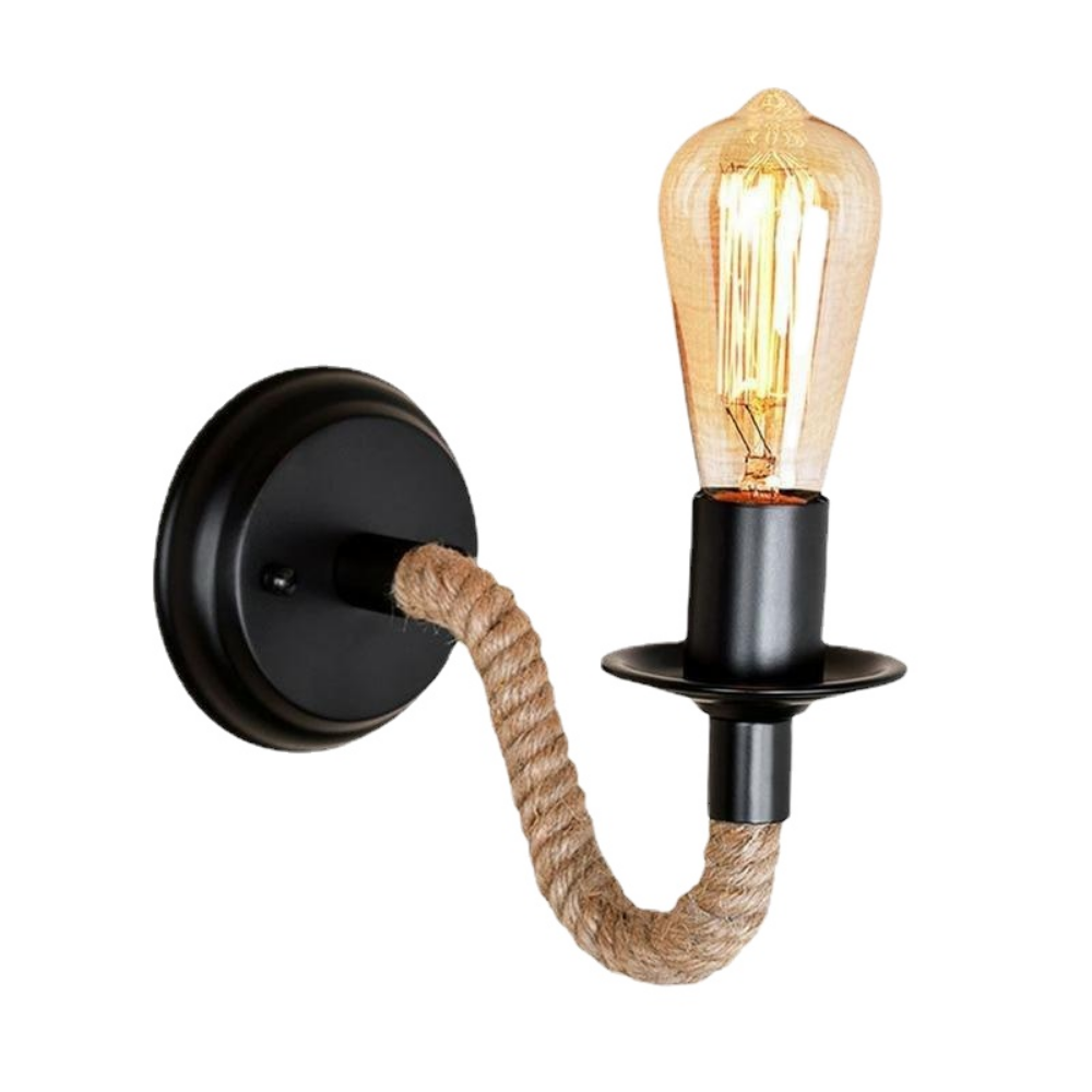 Led-væglampe hampereb amerikansk retro forfængelighedslampe indendørs væglampe soveværelse led-væglampe korridor natbelysning