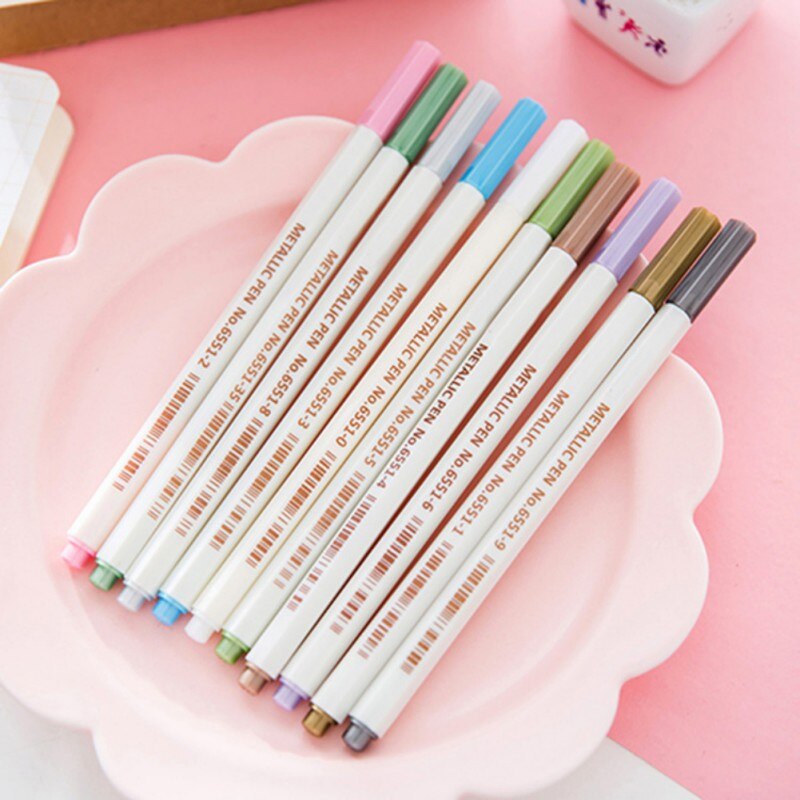 Marqueurs métalliques ensemble de stylos pour Scrapbooking bricolage Album Photo carte faisant calligraphie Doodling liquide-encre pointe ronde
