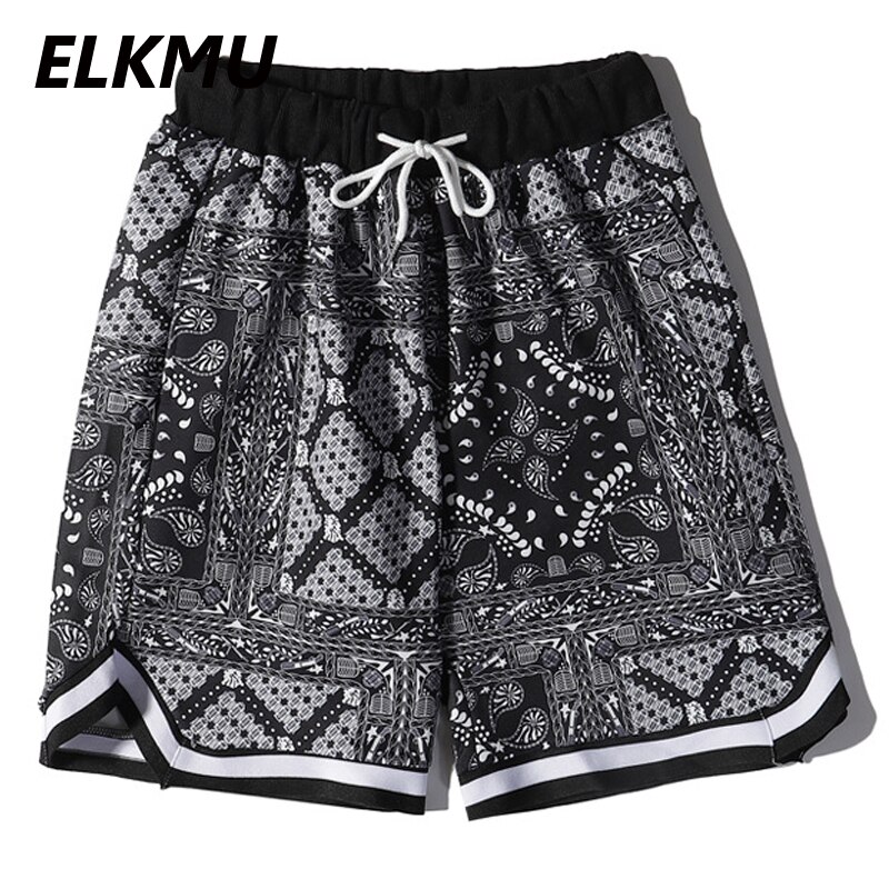ELKMU – short Bandana pour hommes, Streetwear, Harajuku, Hip Hop, longueur aux genoux, été, HM159,